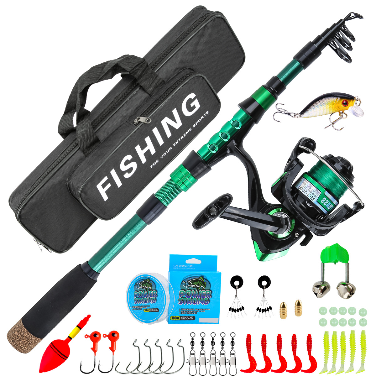 Conventional Reel - 1.8 Meters Green Carbon Fiber Telescopic