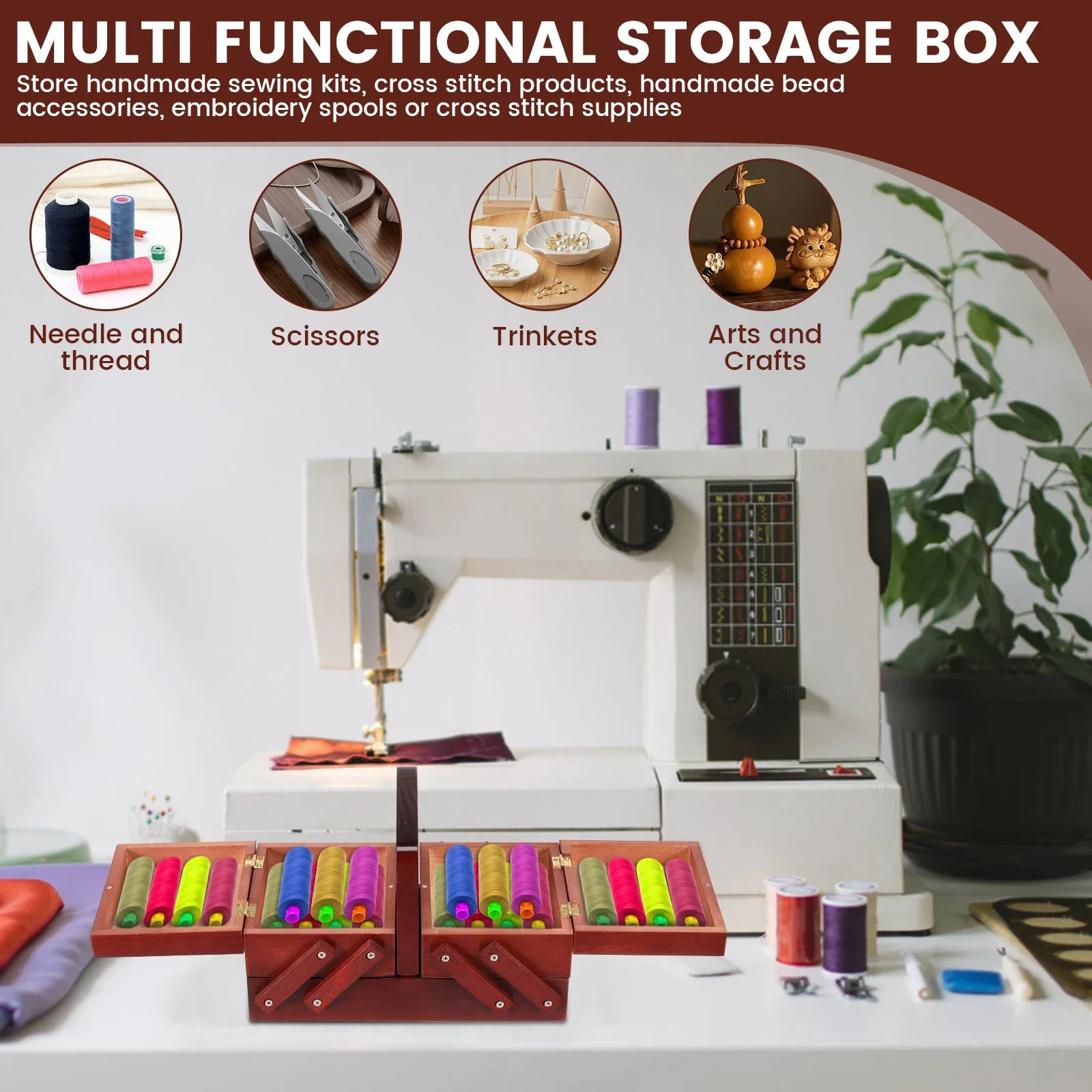 Expandable Sewing Thread Box W - Reel Case 评论和价格